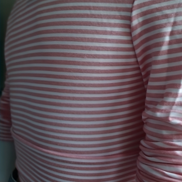 UK2LA Petite V-Neck Pink and White Wrapped Striped Crop Top Size S - Picture 6 of 12